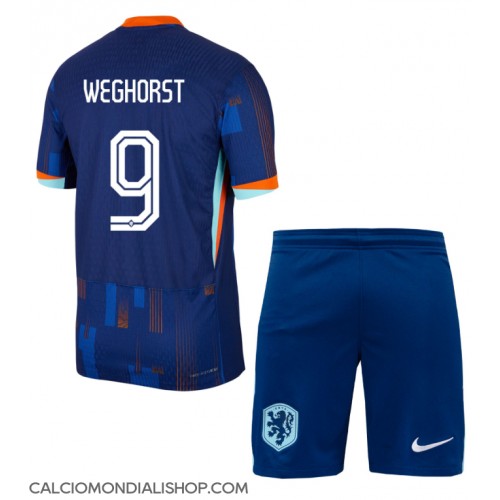 Maglie da calcio Olanda Wout Weghorst #9 Seconda Maglia Bambino Europei 2024 Manica Corta (+ Pantaloni corti)